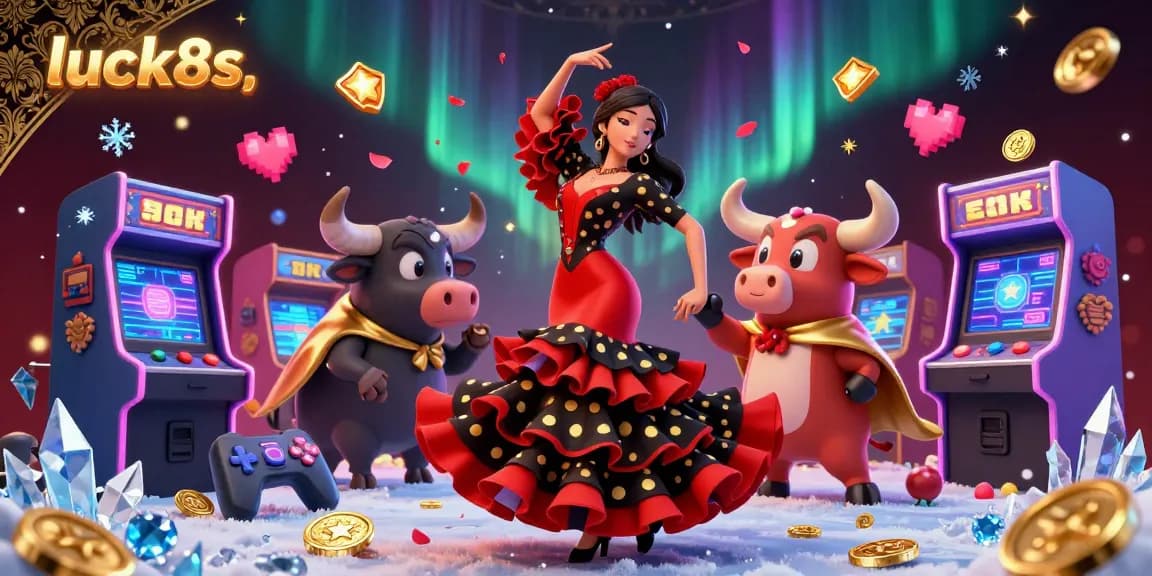 Experience thrilling game action at luck8s with a vibrant 3D illustration capturing casino excitement and dynamic energy.