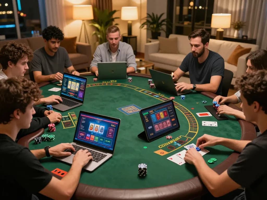 Players enjoying SC88 online casino games at home, displaying excitement while placing bets.