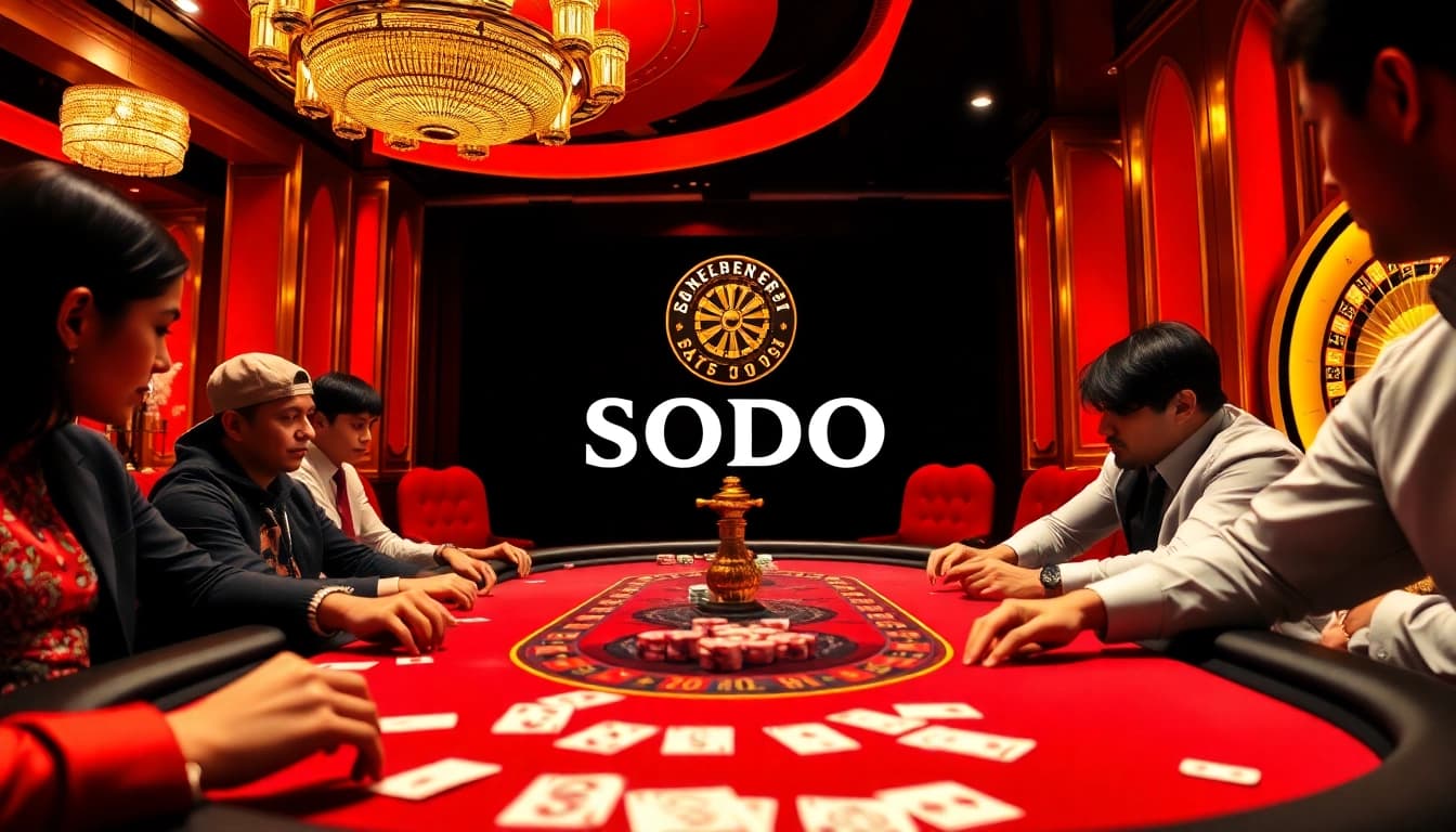Players at a casino table experiencing excitement during a high-stakes game at SODO.