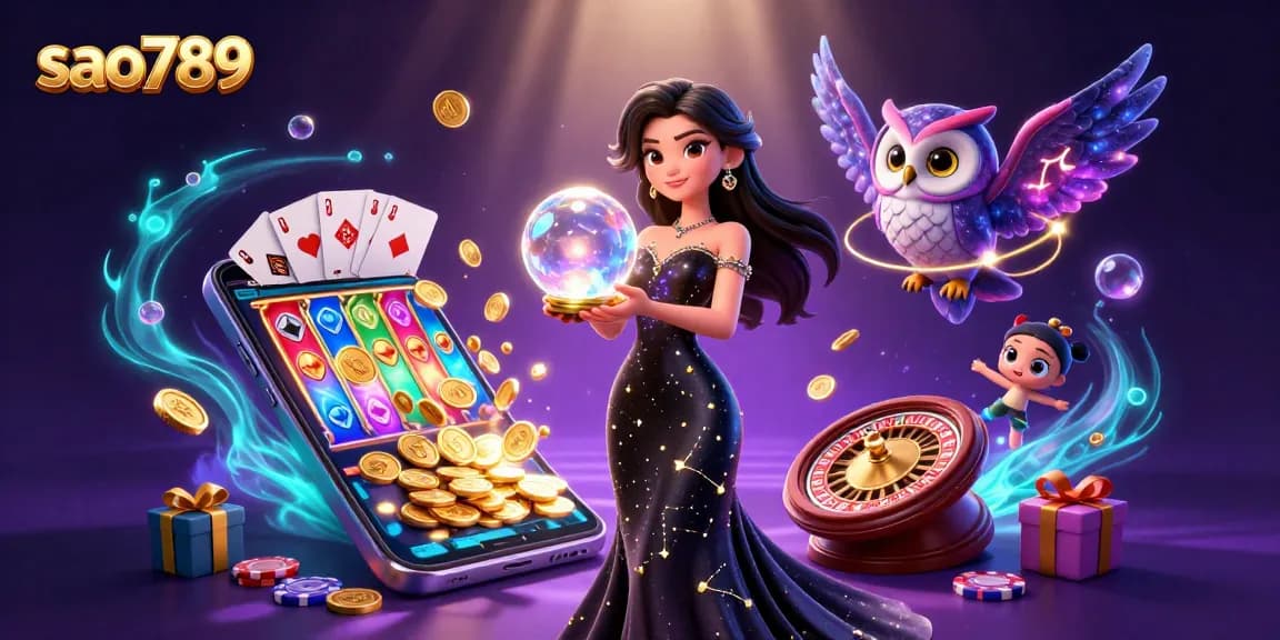 Sao789 offers an immersive gaming experience with thrilling slots, shining jewels, and vibrant gaming elements.