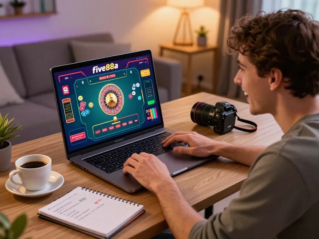 Engaging online casino gameplay at five88a with player studying strategies and placing bets.