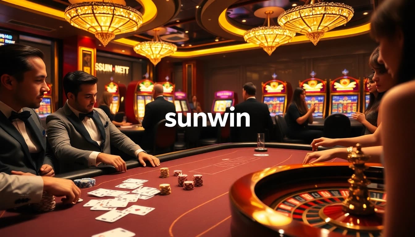 Experience the thrill of gambling at Sunwin with poker chips and action-packed tables.