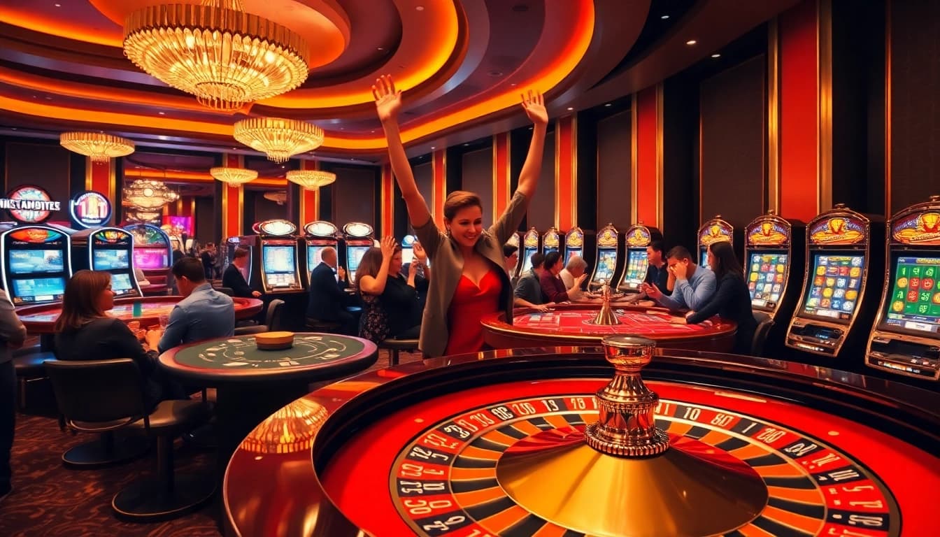 Experience thrilling gaming action at https://s8ted.com/ with a vibrant casino roulette table scene.