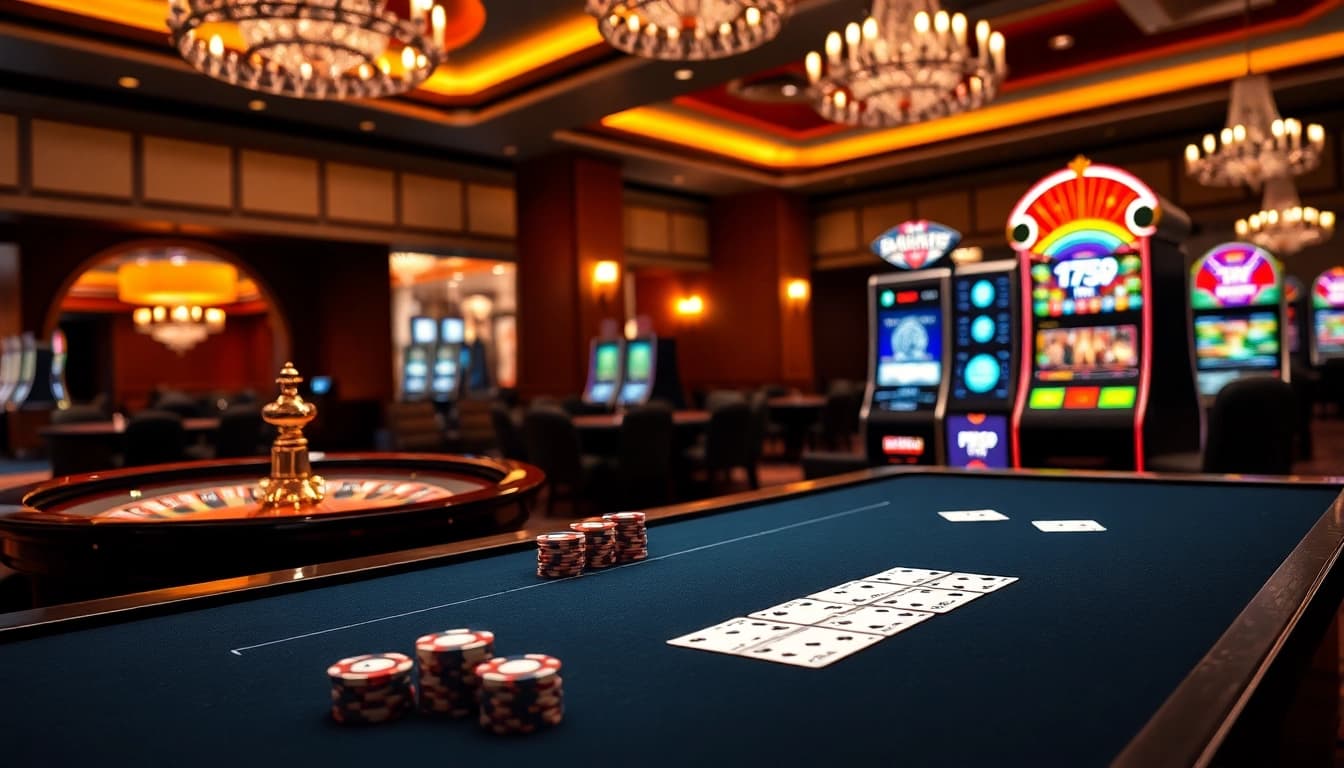 Experience the excitement of online gaming at PS99 com with lively casino scenes and vibrant tables.