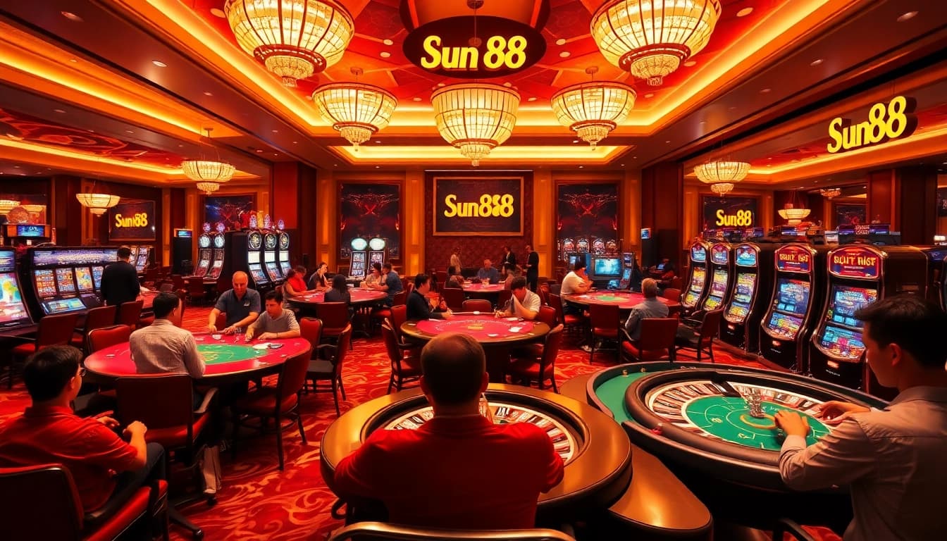 Experience the excitement of Sun88 gaming with vibrant tables and thrilling gamblers.