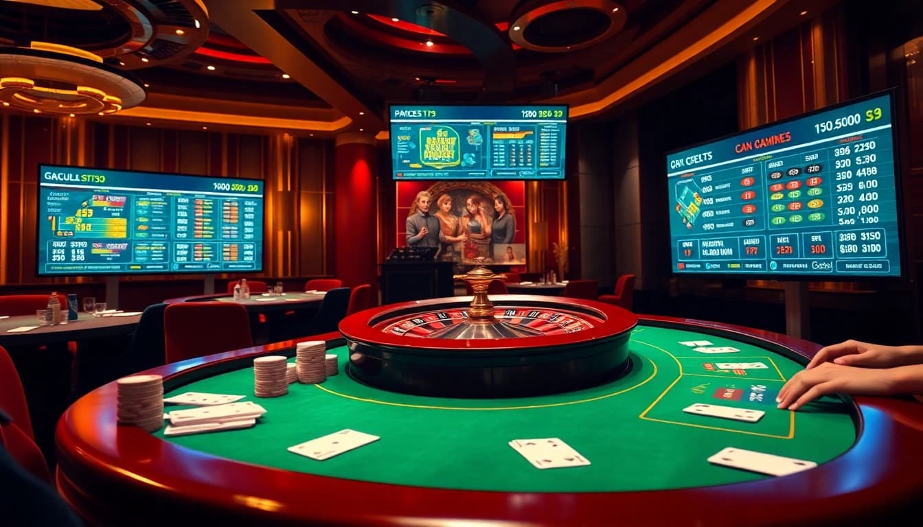 P3 online gambling scene with vibrant casino elements, poker chips, and roulette wheel excitement.