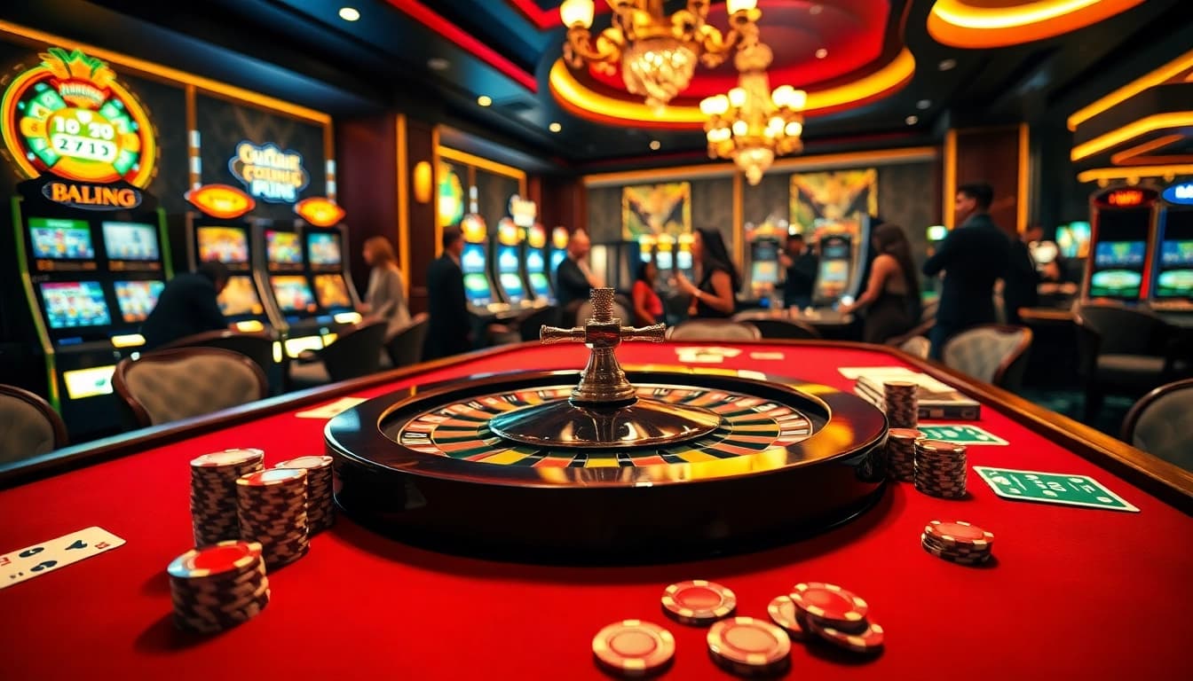 Experience thrilling games at kim88 with vibrant casino tables and excited players.