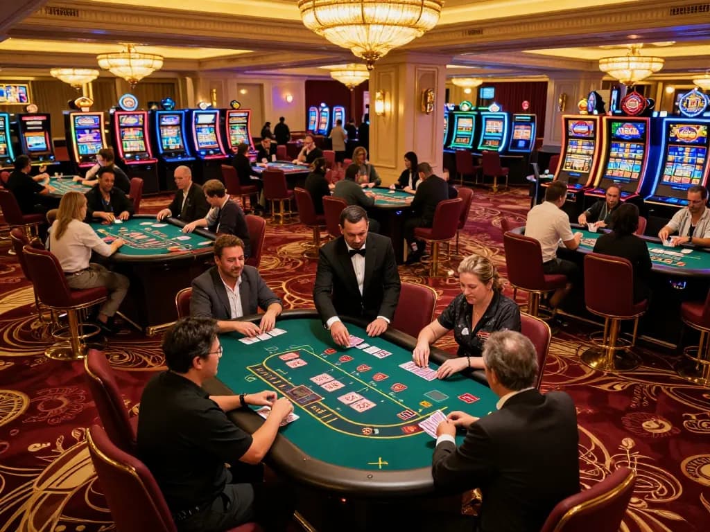 Experience the thrill of gambling at luck8 with engaged players at bustling casino tables