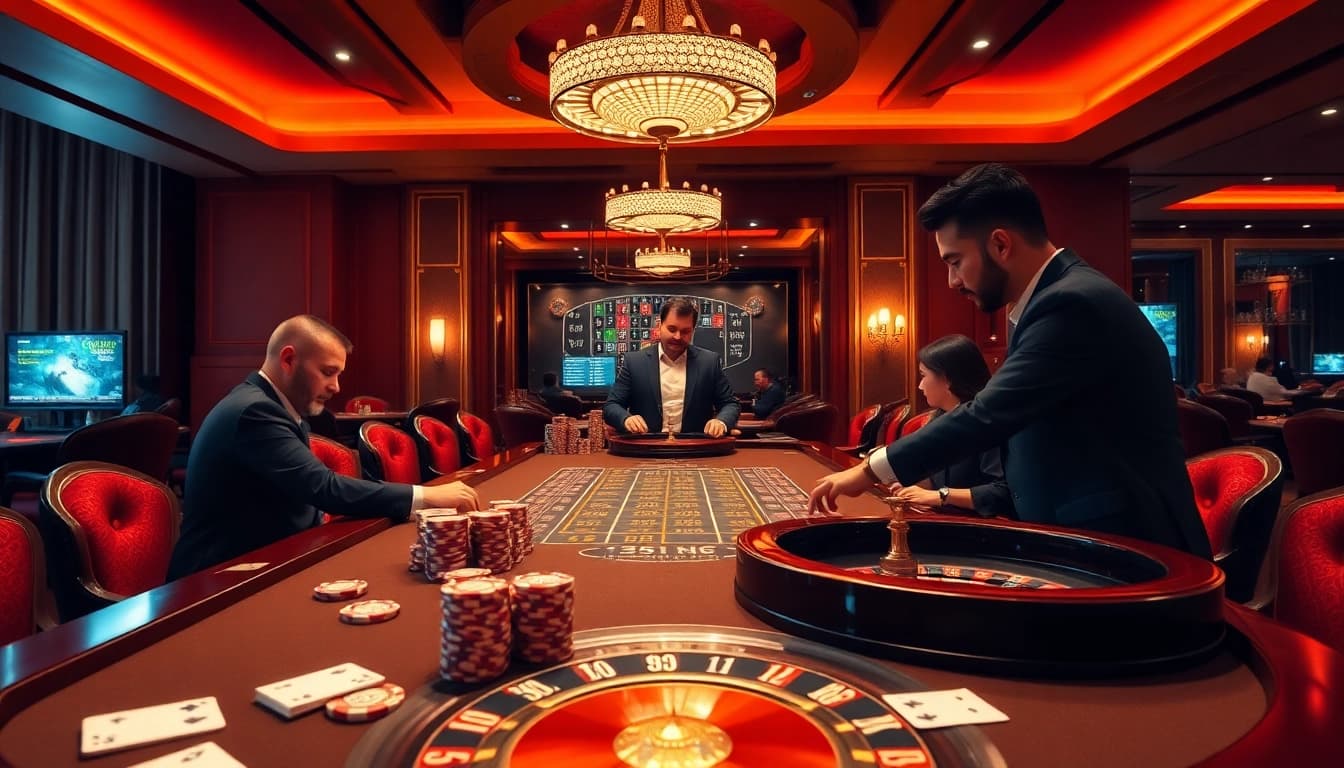 UU88 casino experience with vibrant poker table, luxurious chips, and classy dealer.