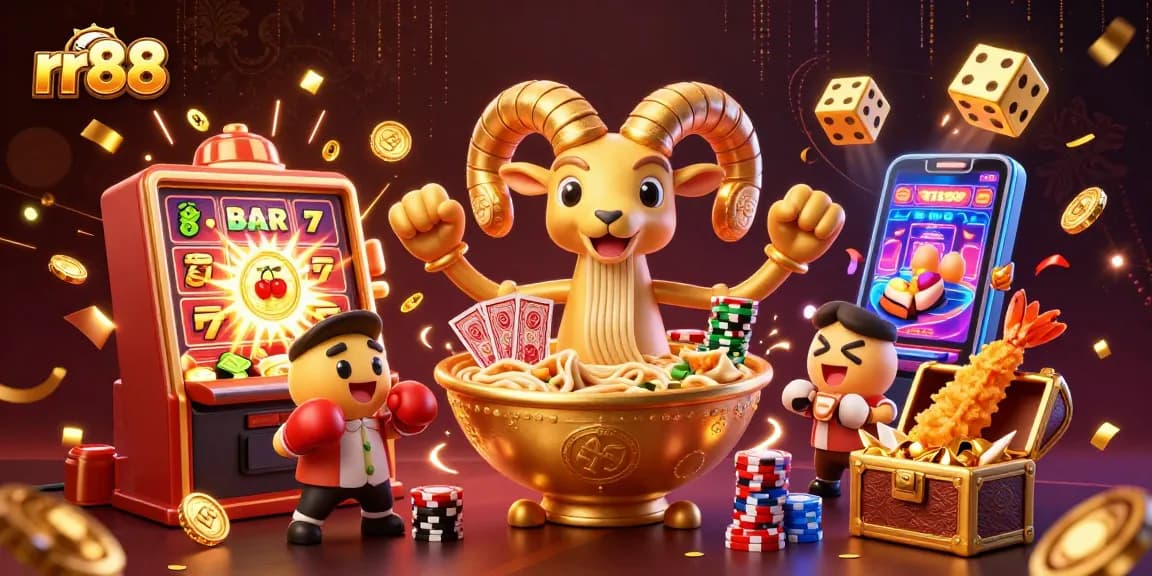 Experience rr88's thrilling casino adventure with vibrant characters and exciting gaming elements.