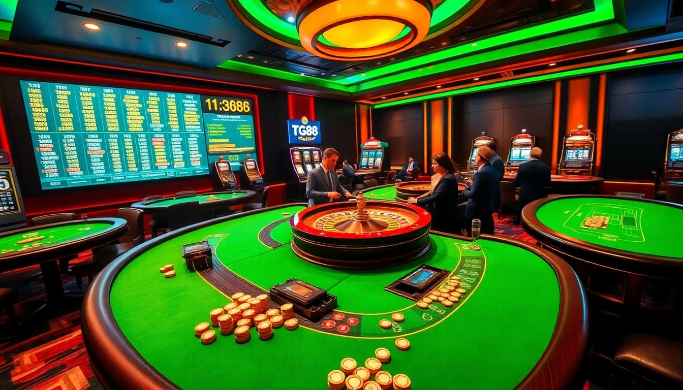 Experience the excitement of TG88 at a luxurious casino with vibrant games and thrilling action.
