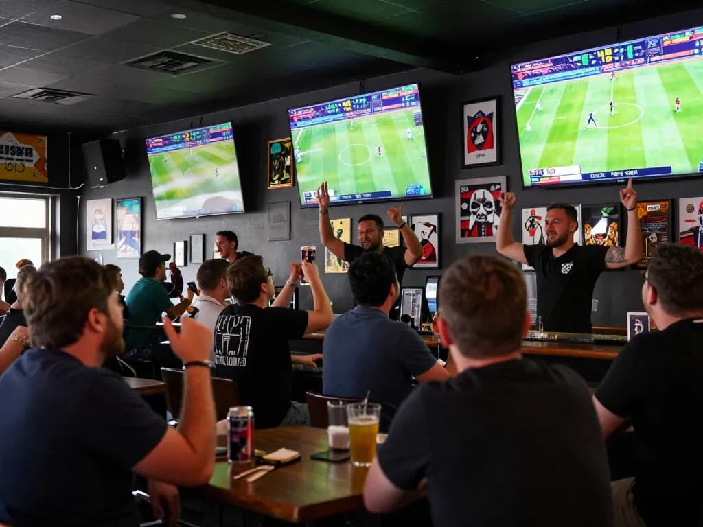 Tỷ lệ kèo nhà cái hôm nay featured in an exciting sports betting atmosphere with fans focused on game displays.