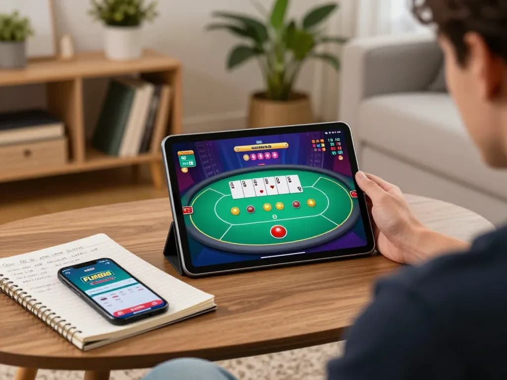 Engaging online gaming experience with Fun88 app showcased on a tablet during a cozy home session.