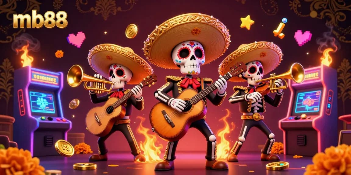 Experience the excitement of mb88 with a vibrant mariachi band surrounded by casino elements.