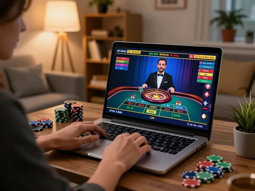 Engaging in a thrilling online roulette game with NK88 from the comfort of home while managing strategies.