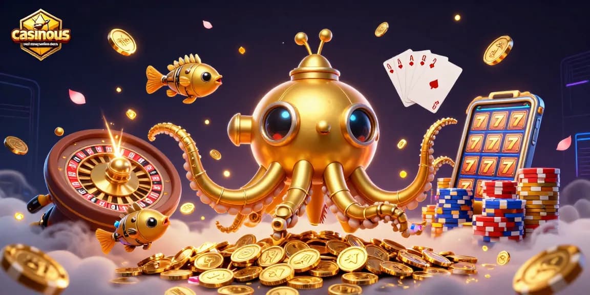 Engage with casinous real money online slots through an ultra-detailed 3D illustration showcasing vibrant casino elements.