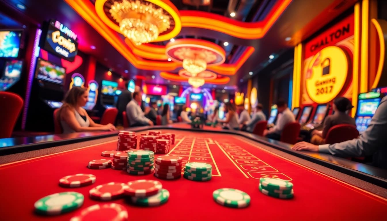 Kuwin gaming experience with vibrant casino table and colorful chips.