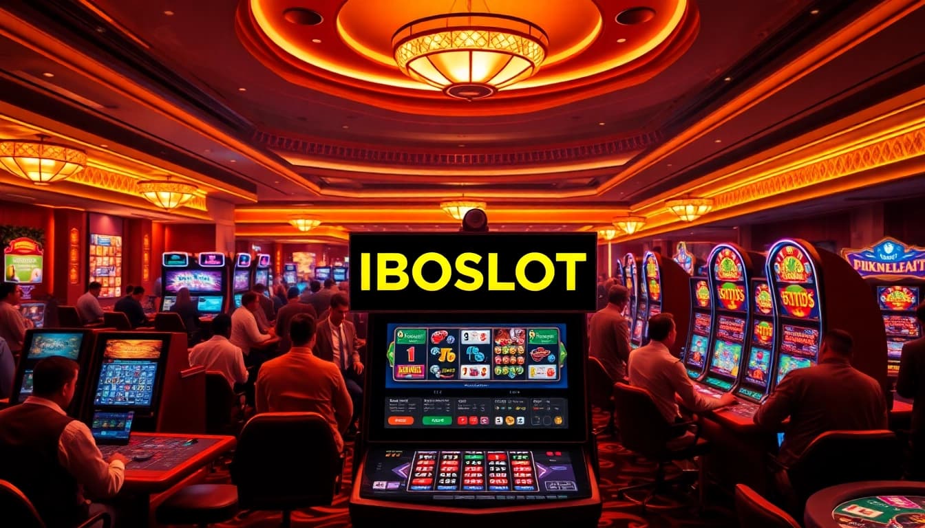 Experience thrilling gameplay at IBOSLOT with vibrant slot machines and engaged players.