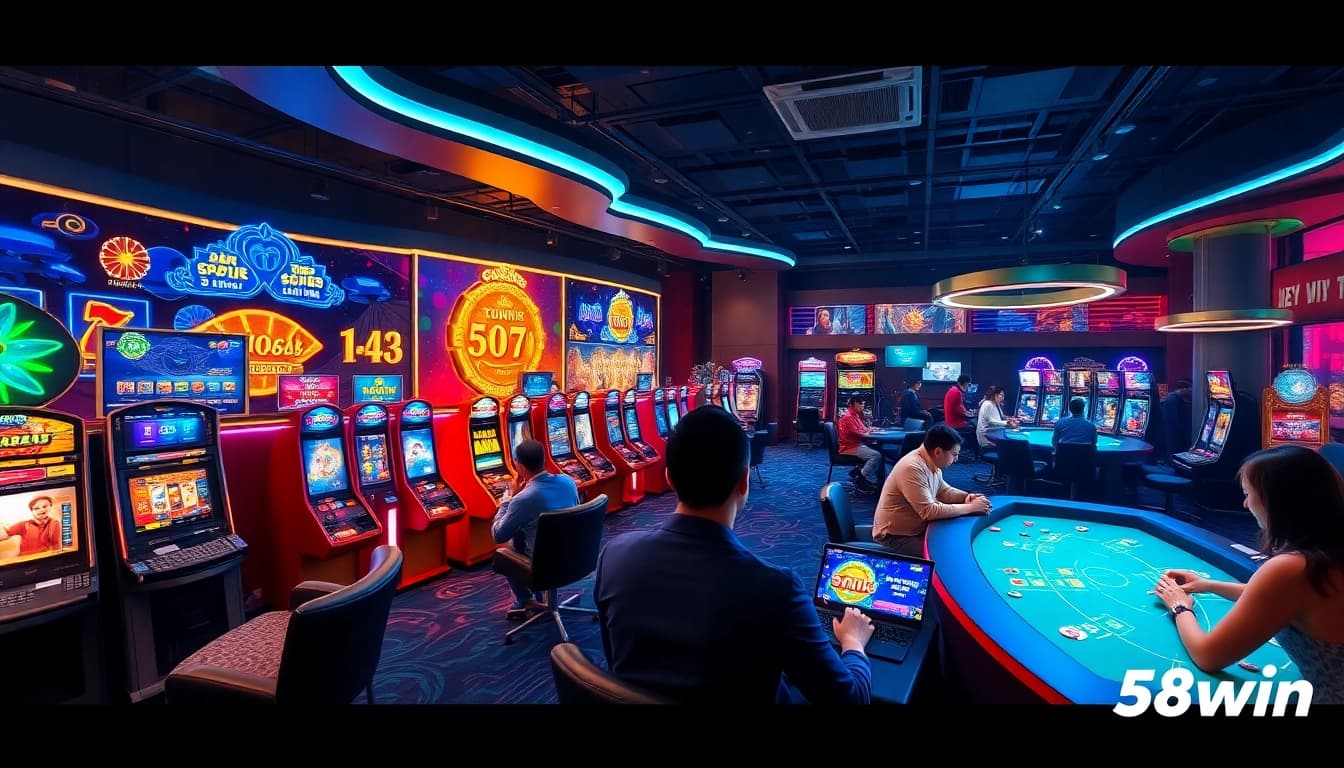 Engaging online casino scene showcasing 58win with vibrant games and players enjoying the experience.