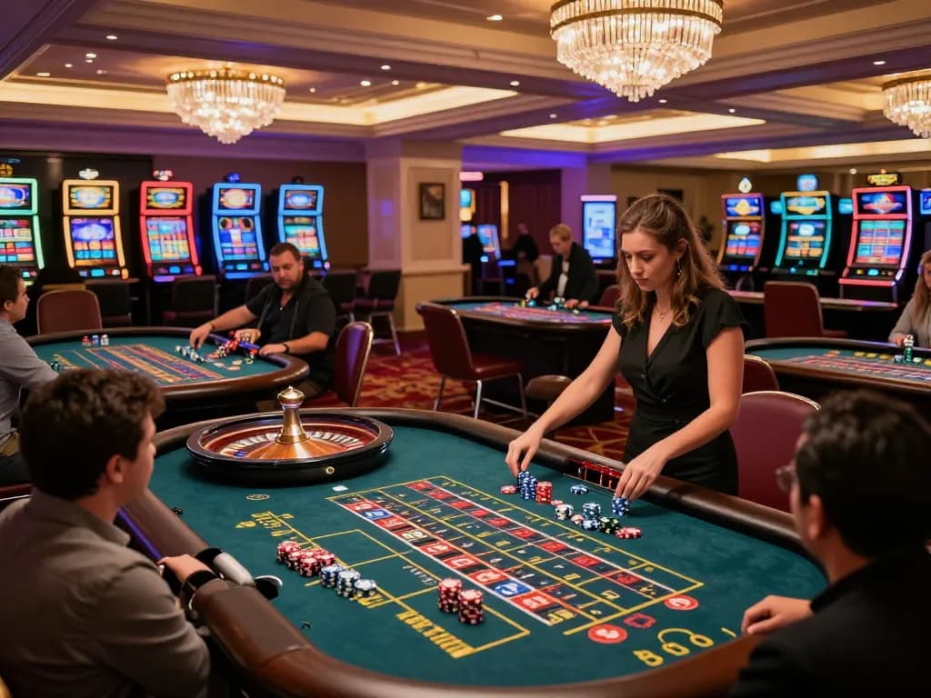 Players at roulette tables enjoying the excitement of TT88 casino gameplay in a vibrant setting