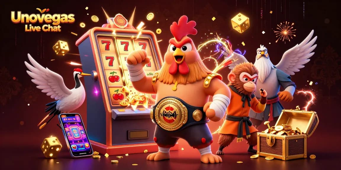 Engage with Unovegas Live Chat for instant support in an exciting casino game scene.