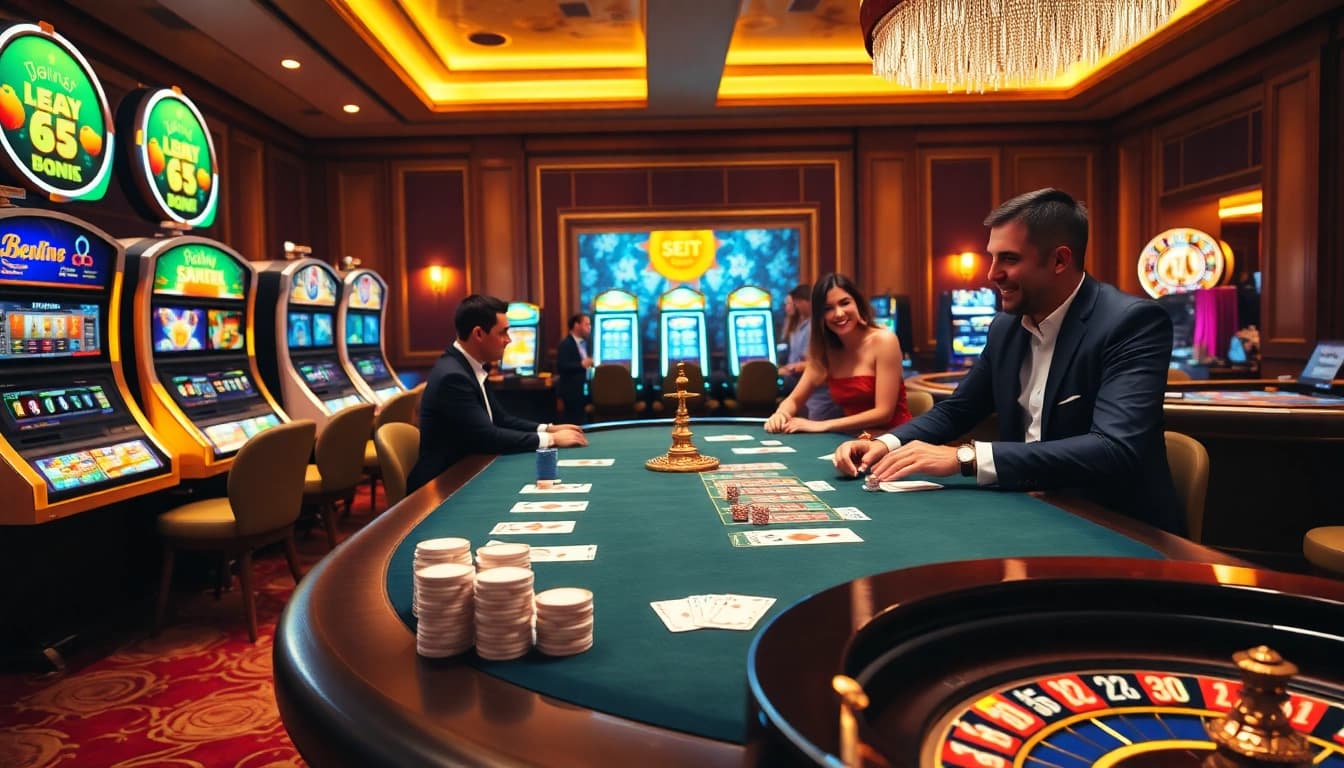 S8 gaming environment featuring vibrant casino tables and excited players enjoying thrilling bets.