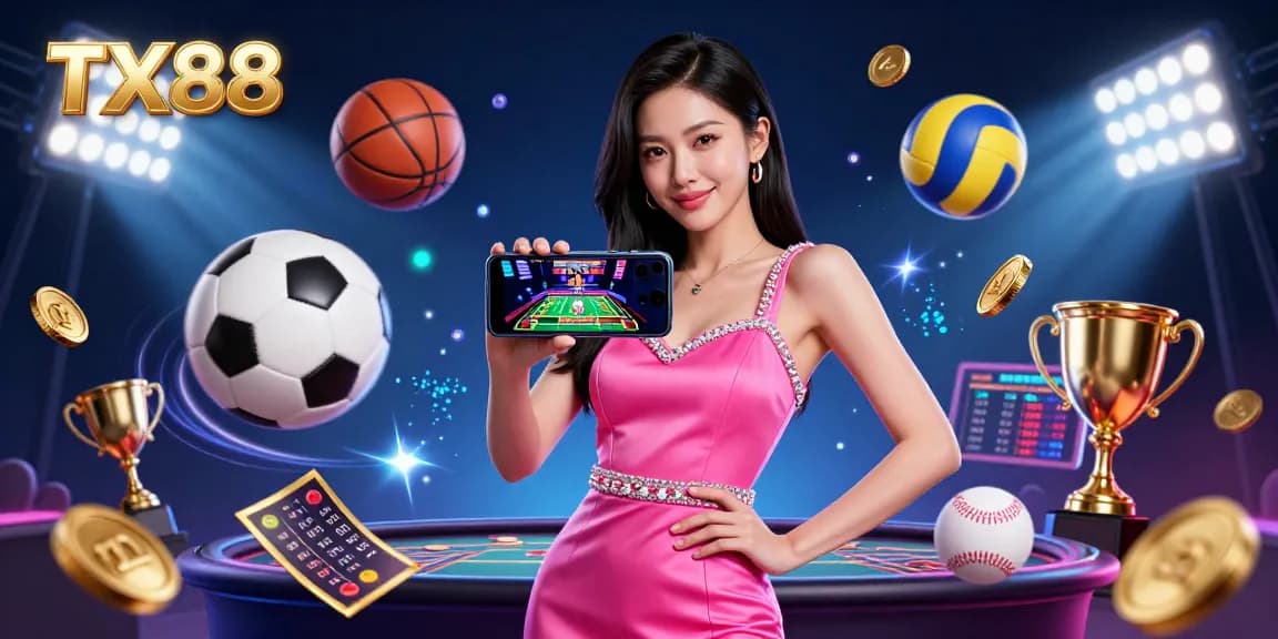 Experience the thrill of TX88 with a stunning Asian woman engaging in live dealer casino games.