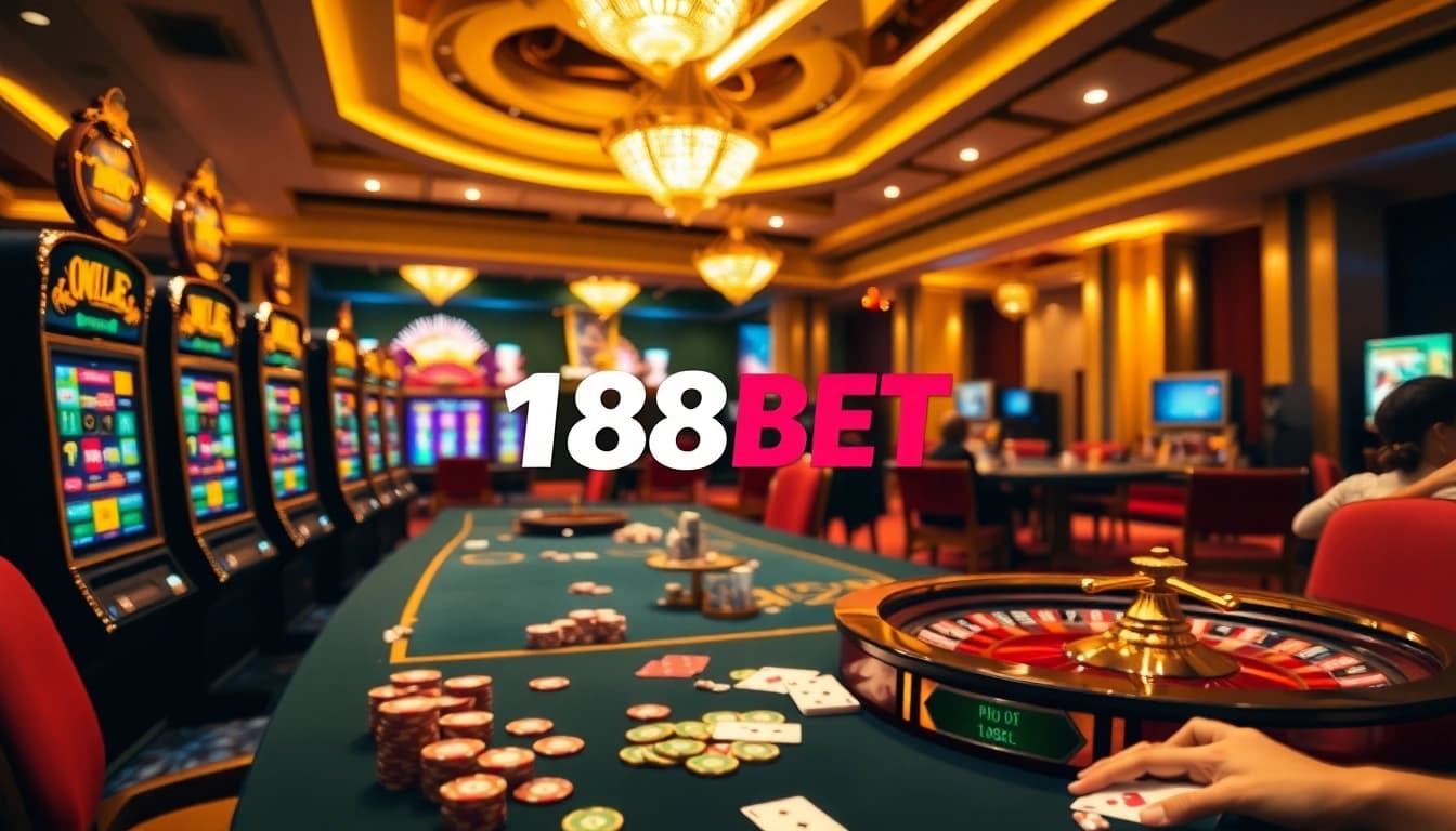 Players immersed in thrilling casino action with 188BET branding visually prominent.