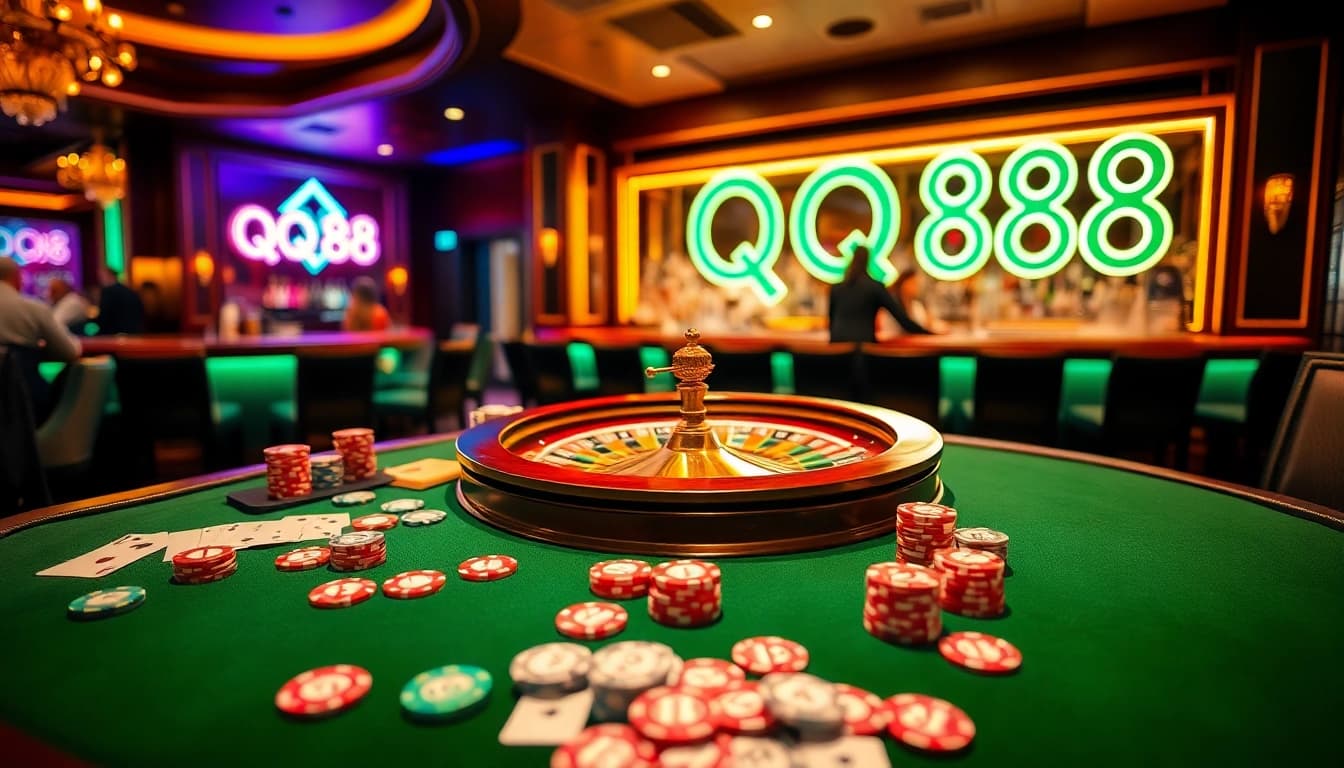 Experience the excitement of QQ88 with vibrant casino games and luxurious surroundings.
