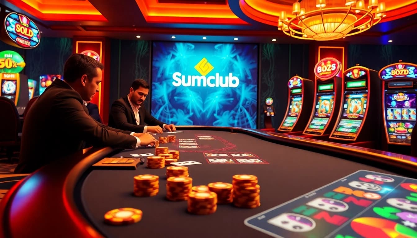 Players enjoying an exciting poker game at Sumclub's vibrant online casino interface.