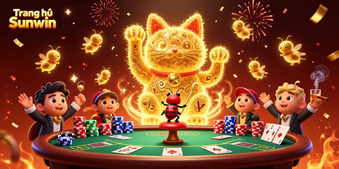 Experience Trang chủ Sunwin with a dynamic lucky cat symbolizing casino excitement and games.