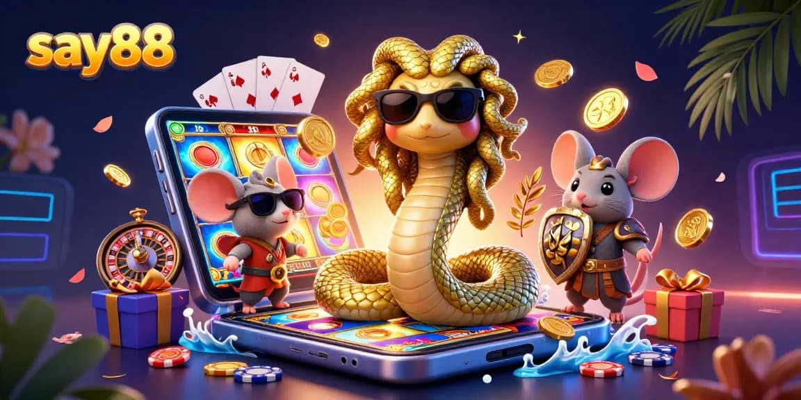 Experience excitement in say88 through captivating 3D casino themed illustration.
