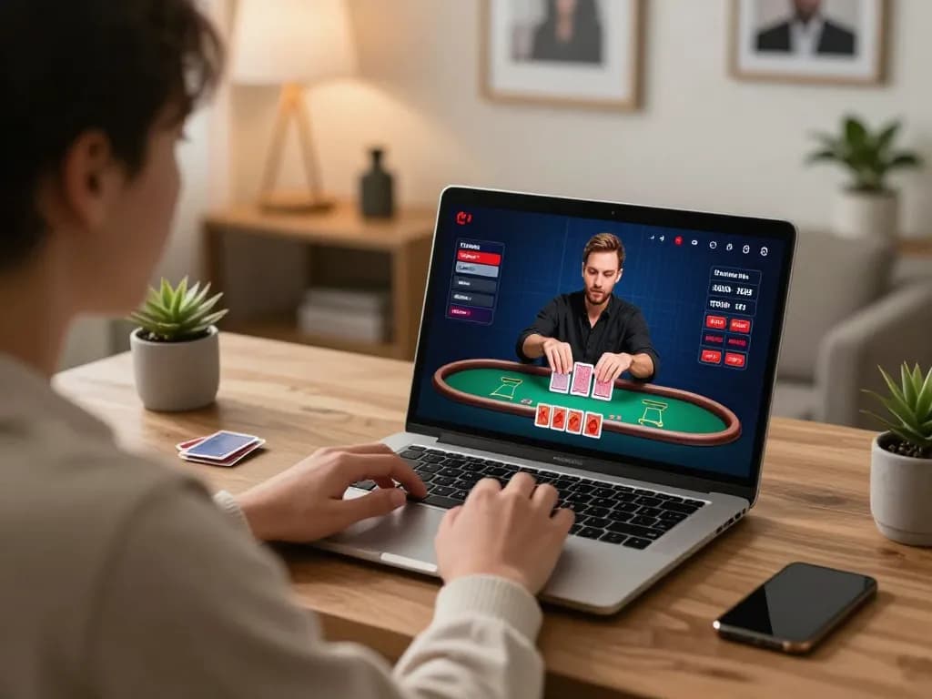 Engaged player strategizing in live dealer blackjack session on 789win at home.