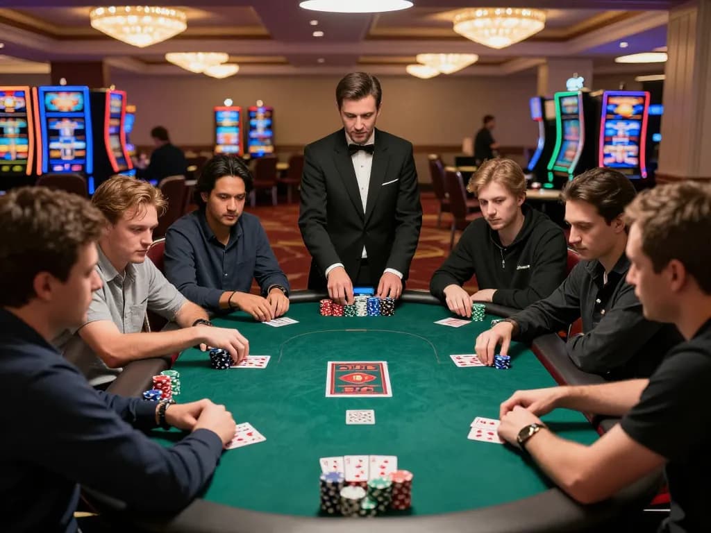 Players engaged in a thrilling poker game at a Vegas casino, highlighting C168 strategies and excitement.