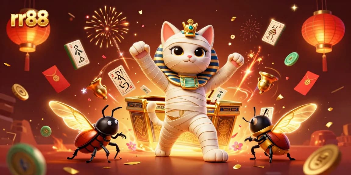 Experience thrilling games at rr88 with a lively 3D scene showcasing ancient Egyptian elements and casino excitement.