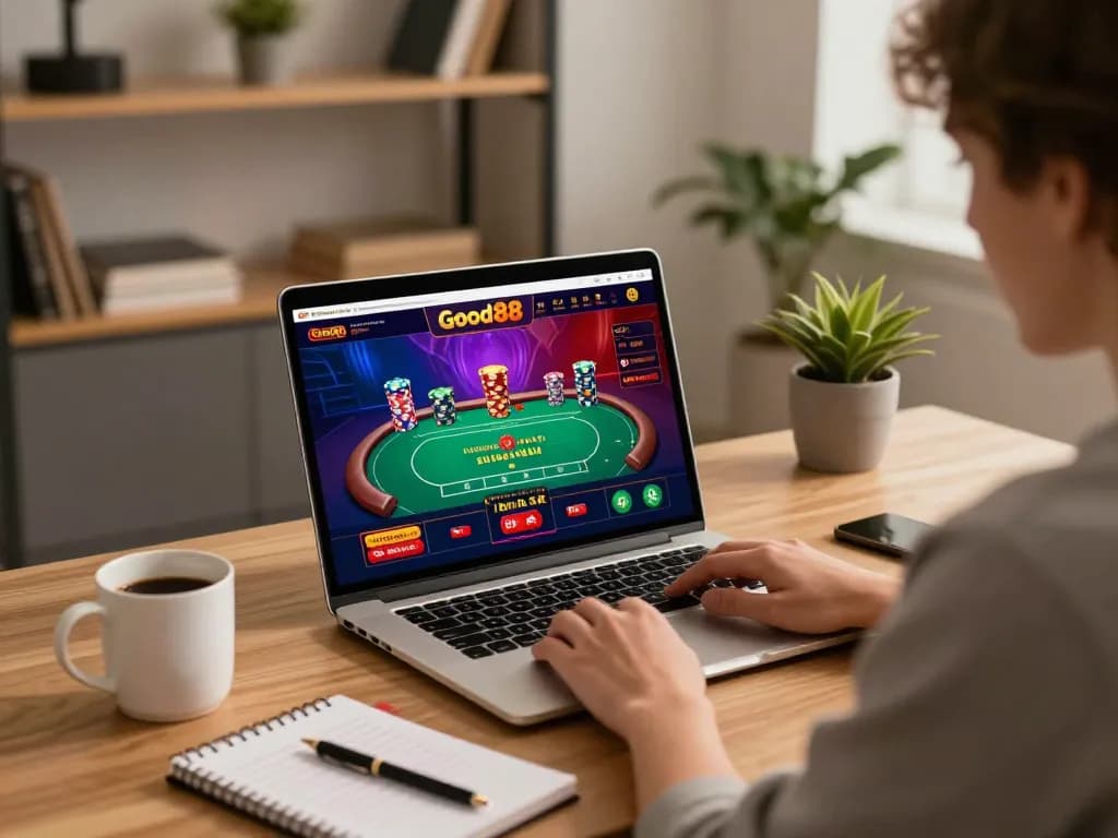 Experience the excitement of online gaming with link vào good88 on a stylish laptop setup, highlighting strategic betting.