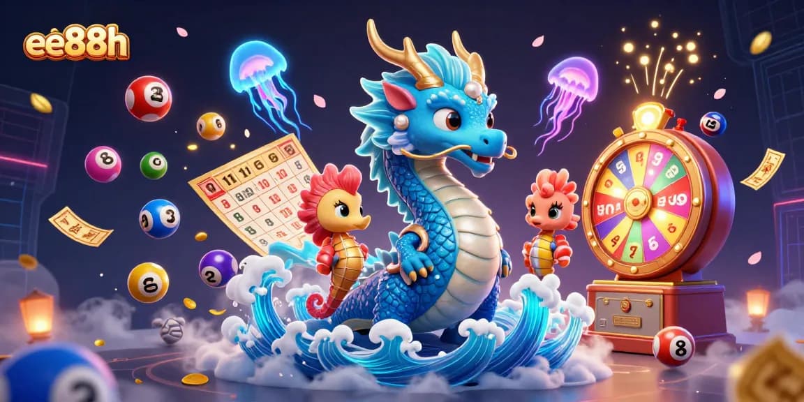 Experience the excitement at ee88h with dynamic money rain and colorful lottery elements in a vibrant casino scene.