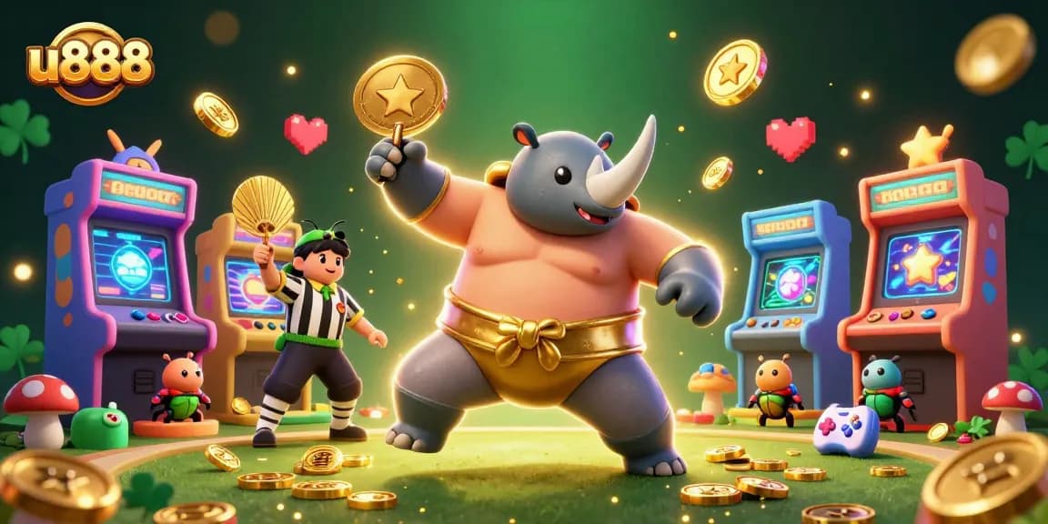 Experience u888's vibrant 3D casino illustration showcasing immersive gameplay and exciting rewards.