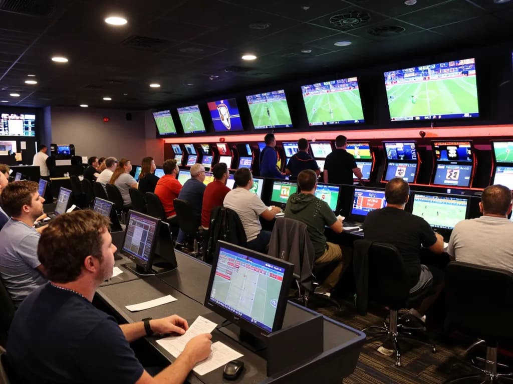 Experience excitement with ผลบอลวันนี้ updates at a lively sports betting venue.