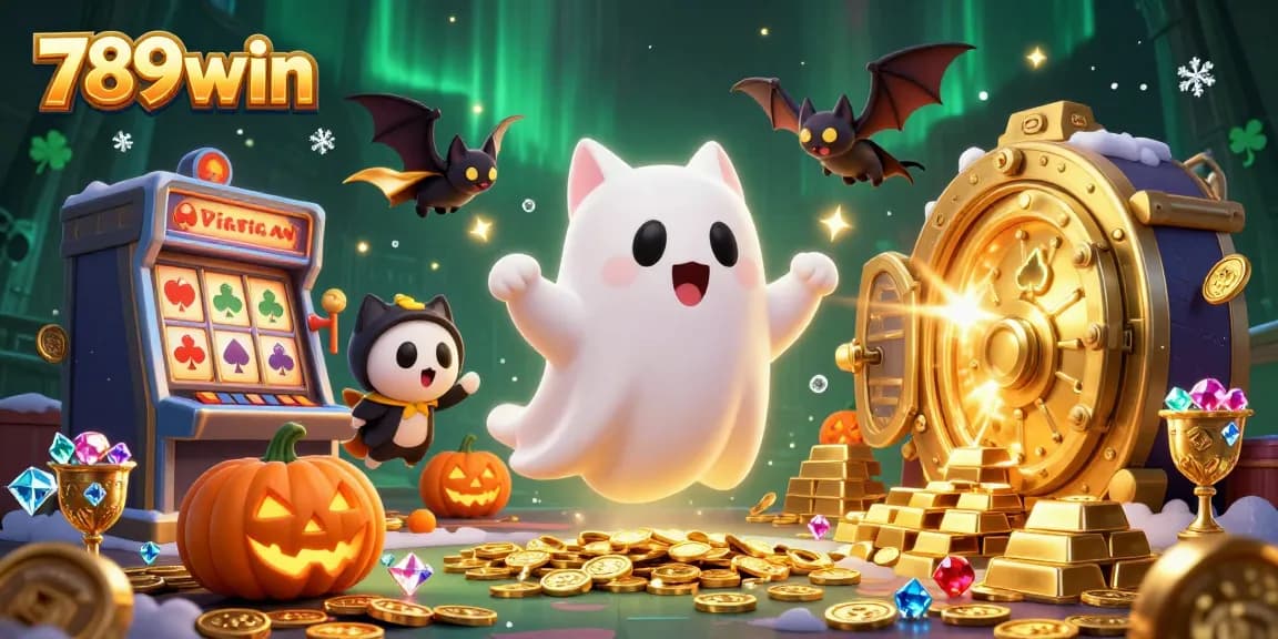 Play exciting games at 789win with a ghost cat in a haunted casino full of treasures.
