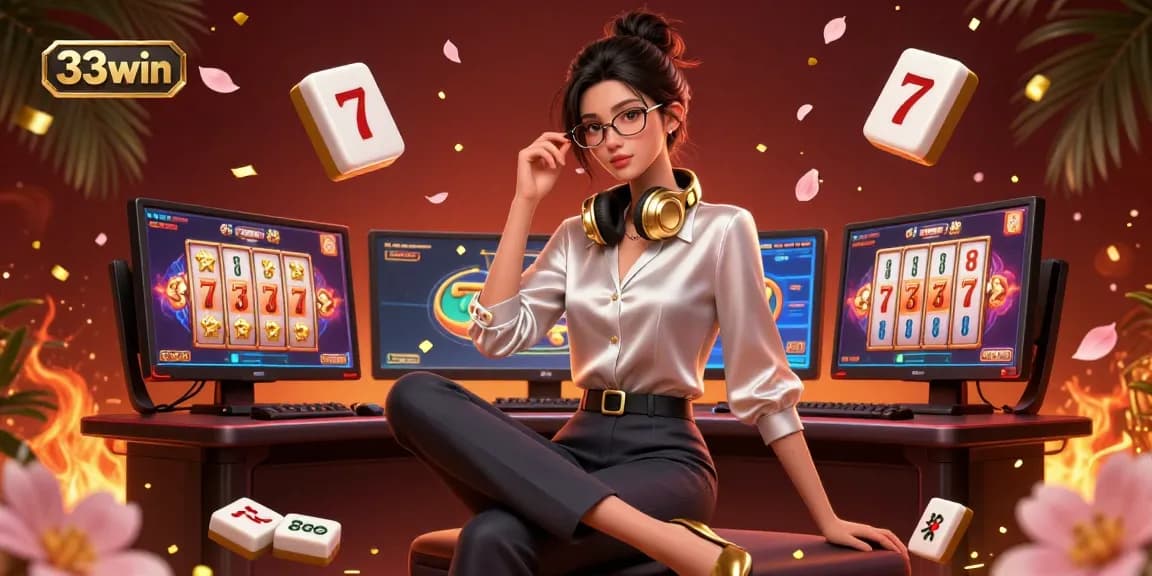 Experience winning at 33win with fortune amid vibrant casino elements and a sleek professional setting.
