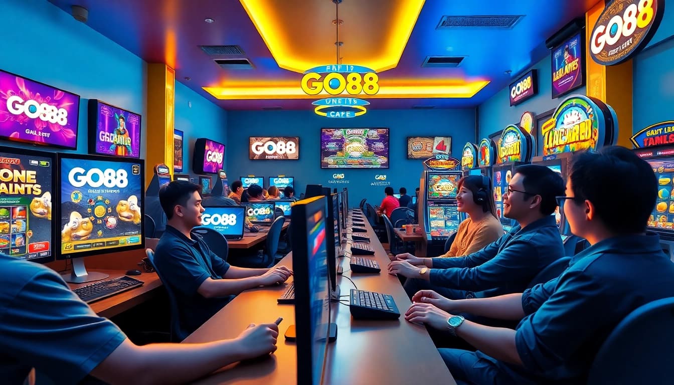 Exciting scene featuring players engaged in GO88 online gaming, showcasing vibrant atmosphere and modern technology.