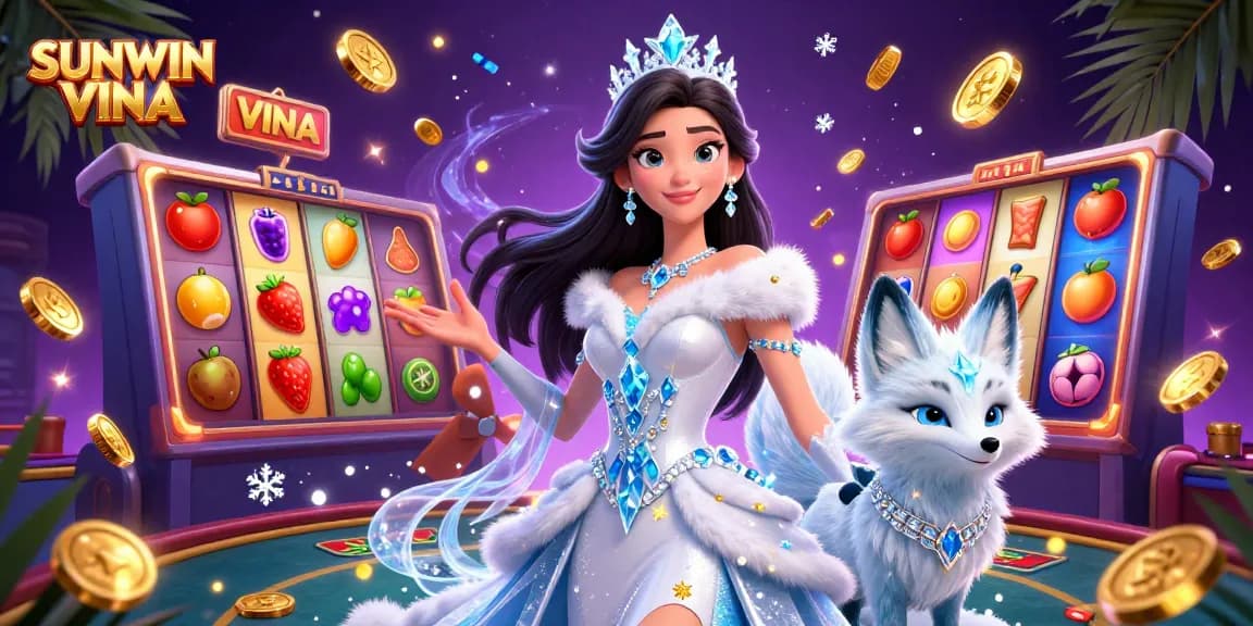 Experience thrilling wins with SUNWIN VINA in this captivating casino illustration featuring dynamic game elements.
