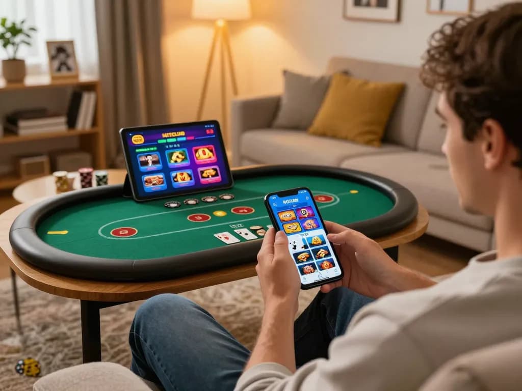 Player enjoying engaging games on the HITCLUB app, showcasing mobile casino excitement and comfort.