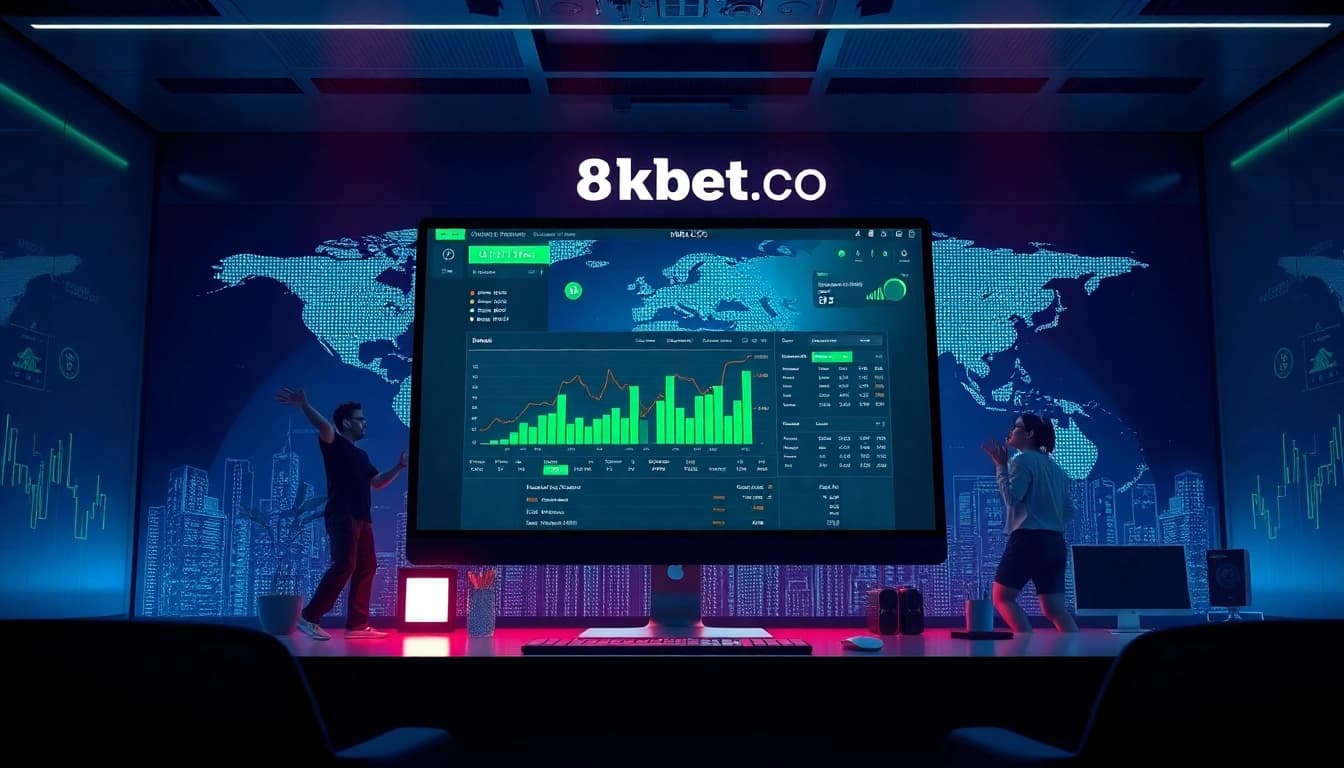Engaging online betting interface featuring 8kbet co in a modern tech environment.