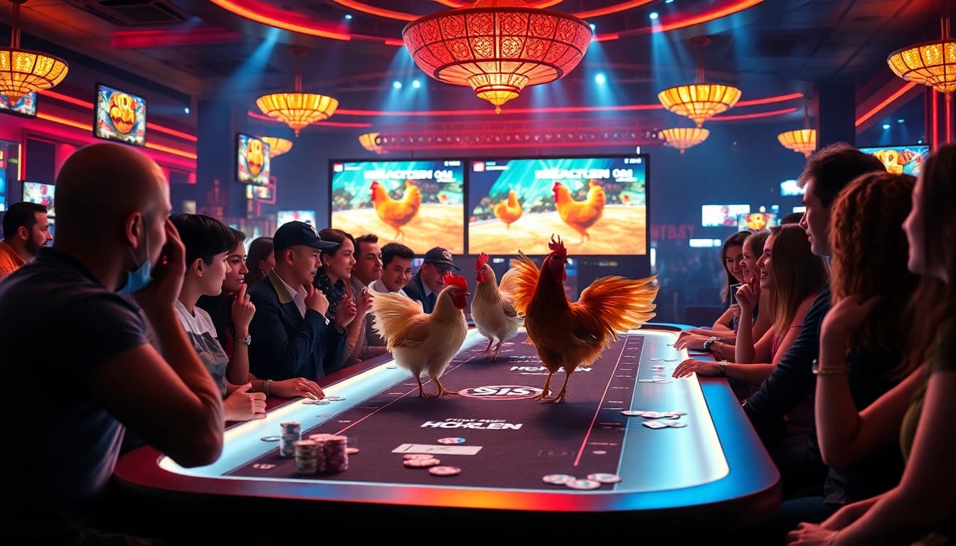Experience the excitement of đá gà trực tiếp with engaged spectators and luxurious betting atmosphere.
