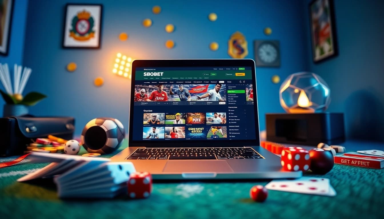 SBOBET online betting interface showcasing vibrant sports events and engaging gaming elements.