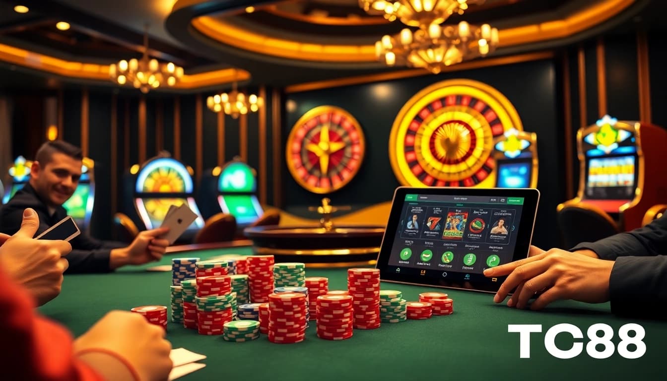 Experience thrilling poker games and exceptional odds with TG88 at a luxury casino table.