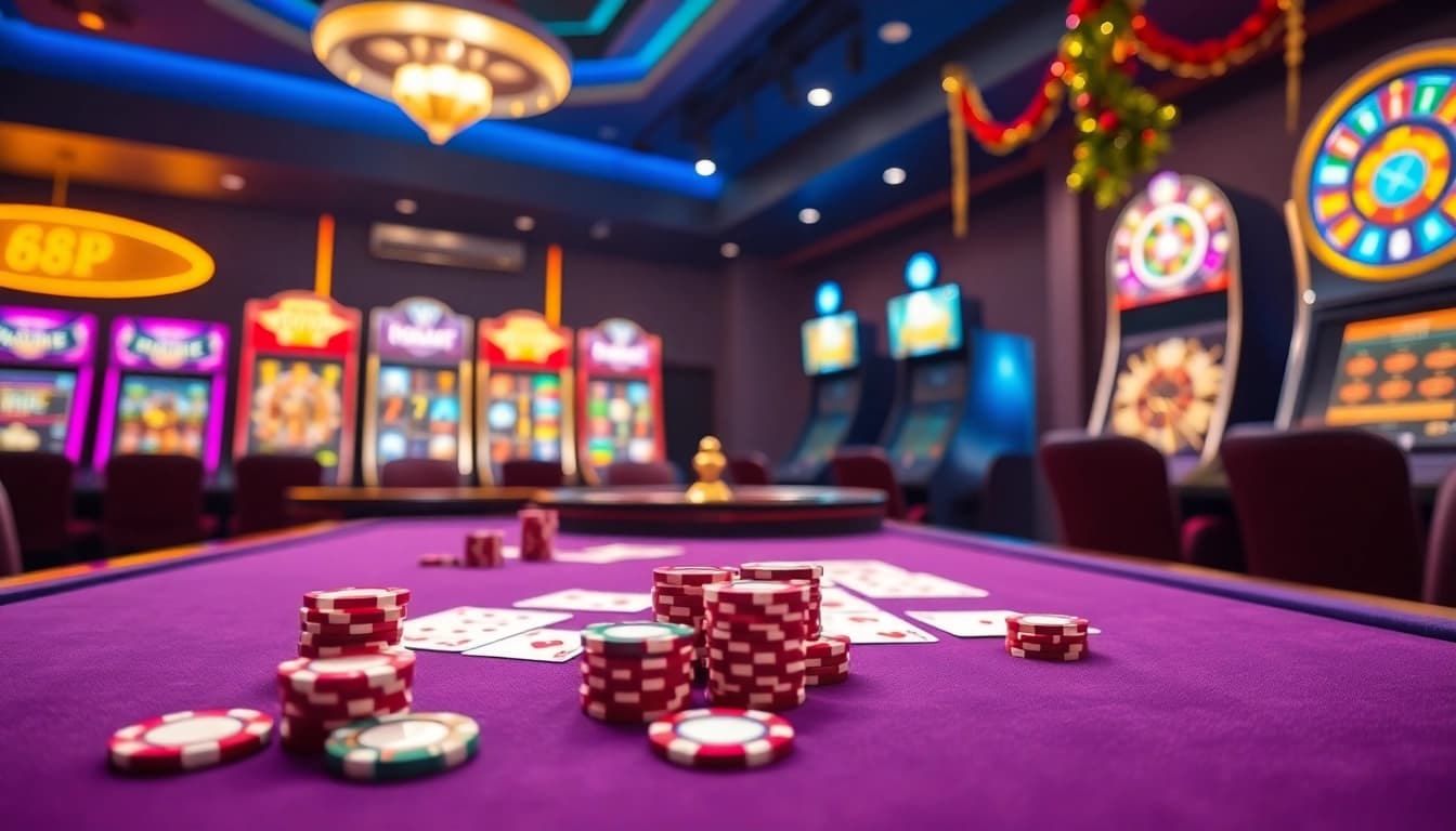 Experience thrilling gameplay at 68VIP with vibrant casino tables and exciting slot machines.