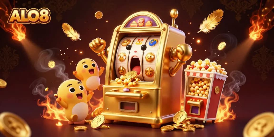 Experience ALO8's golden jackpot with vibrant slot machines and exciting game elements.